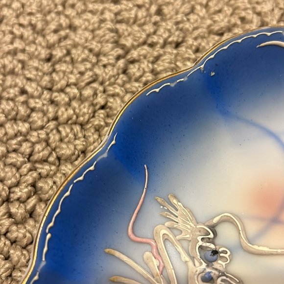 Betson Handpainted Moriage Dragon Ware Demitasse Saucer Decorative Shell Shaped - Picture 8 of 8